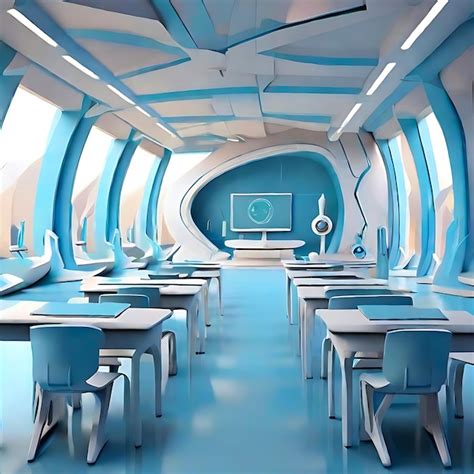 Premium Photo Abstract Futuristic School Classroom Illustration