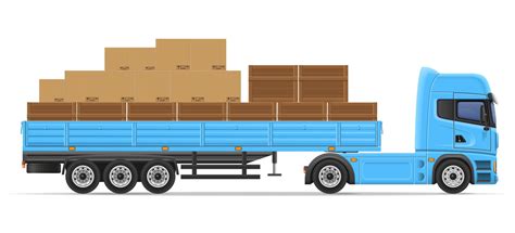 Truck Semi Trailer For Transportation Of Goods Concept Vector