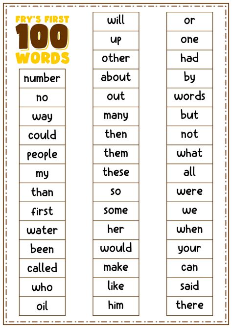20 Frys First 100 Words Worksheets Free Pdf At