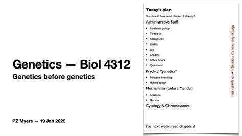 Biol 4312 Genetics Week 1 Youtube