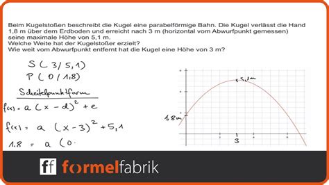 Je größer m gewählt wird, desto steiler richtet sich die gerade auf. Quadratische Funktionen: Textaufgabe Kugelstoßen - YouTube