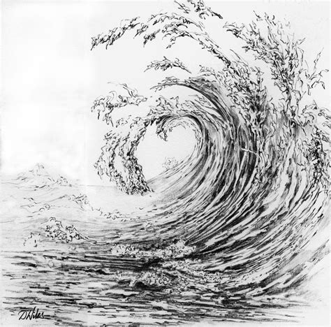 Waves Pencil Drawing