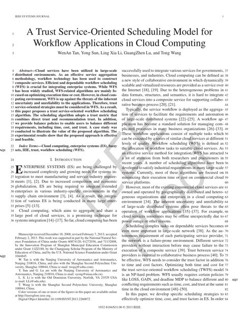 Resource scheduling in cloud is a challenging job and the scheduling of appropriate resources to cloud workloads depends on the qos requirements of cloud applications. (PDF) A Trust Service-Oriented Scheduling Model for ...
