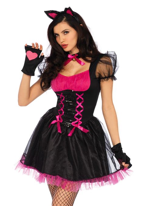 Pretty Kitty Ladies Fancy Dress Halloween Black Cat Adults Leg Avenue Costume Ebay