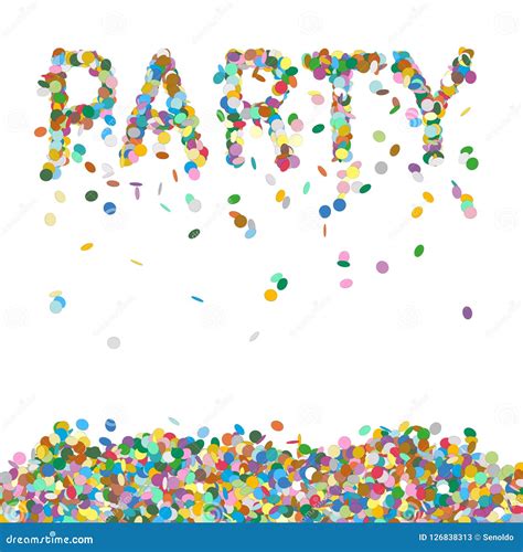 Party Written With Confetti Colourful Vector Illustration Stock