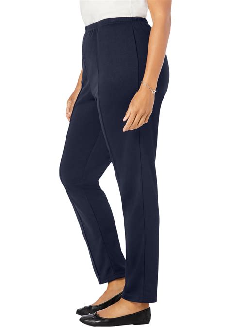 Woman Within Womens Plus Size Elastic Waist Soft Knit Pant Pant