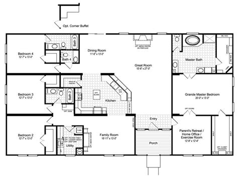 4 bedrooms will contain a box spring and mattress or a set of bunk. 4 5 Bedroom Mobile Home Floor Plans | Mobile home floor ...