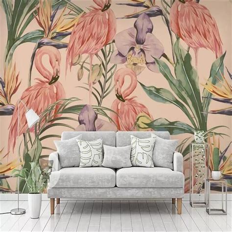 Wallpaper Mural Flamingo Flower Plant Tropical Rainforest Bvm Home