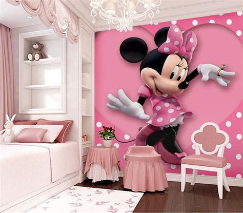 Pink Minnie Mouse Heart Dot Wallpaper Wall Decals Wall Art Print Mural
