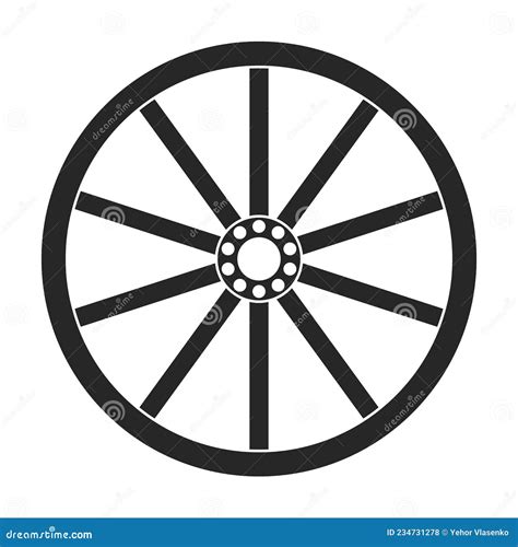 Wooden Wheel Black Vector Iconblack Vector Illustration Wagon