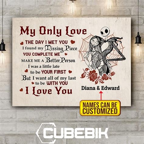 my only love the day i met you i found my missing piece personalized name couple framed canvas