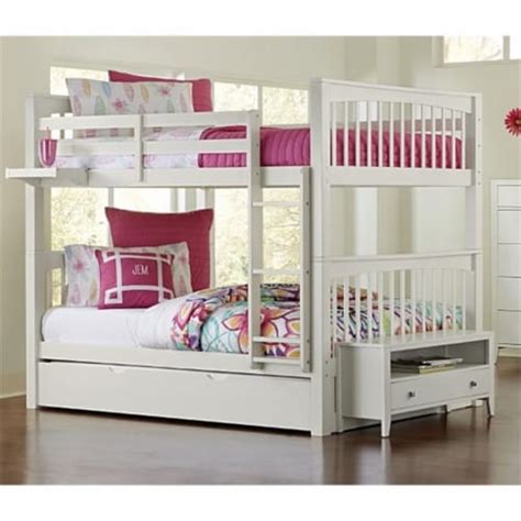 Ne Kids Pulse Full Over Full Slat Bunk Bed With Trundle In White 1