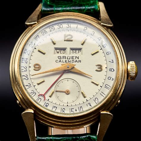 Classic 1950s Mid Century Gruen Unisex Mens Gold Watch 10k Gf Triple
