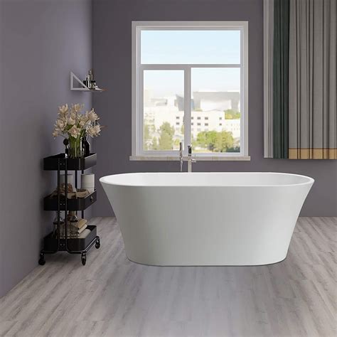 Amazon Com Vanity Art Inch Freestanding Acrylic Bathtub Modern Stand Alone Soaking Tub