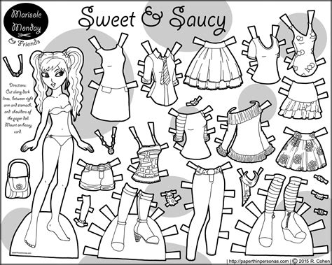 Gambar Paper Doll Coloring Pages Marisole Thin Personas Munecas Dress