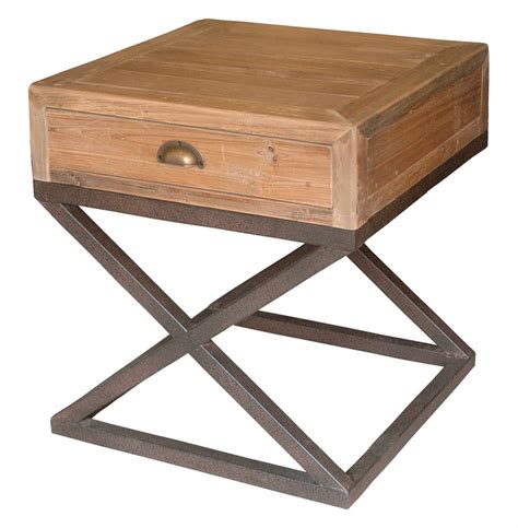 Transitional two drawers wooden night stand with power strip and metal knobs, $510.00. Hansen Industrial Loft Reclaimed Wood Chest Metal Base ...