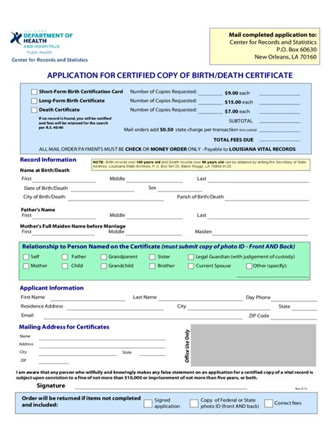 Louisiana Vital Records Birth Certificate Literacy Ontario Central South