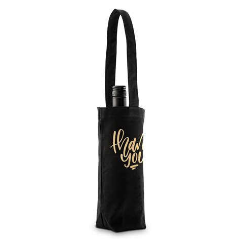 Thank You Black Canvas Wine Tote Bag Print Canada Store
