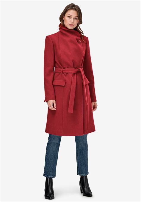 Wrap Collar Wool Blend Coat By Ellos Plus Size Wool Coats Woman Within