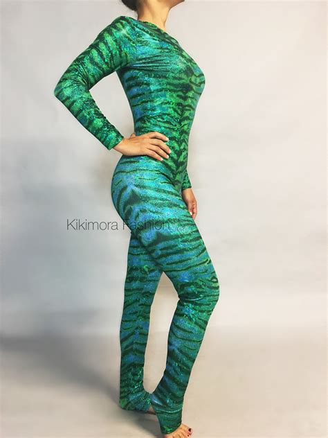 Tiger Green Catsuit Bodysuit Costume For Aerial Contortion Etsy Australia