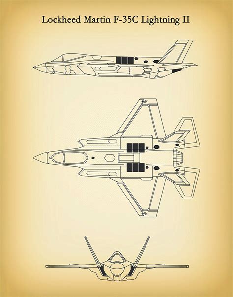 Lockheed Martin F Lightning Ii Drawing F C Aircraft Blueprint F C Lightning Ii