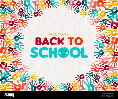 Welcome Back To School Greeting Card Illustration Of Colorful Children