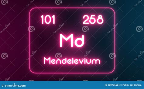 Ilustração De Texto Neon Do Elemento Mendelevium Da Tabela Periódica Moderna Ilustração Stock