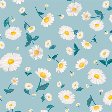 Daisy Patterned Wallpaper Vector Free Download