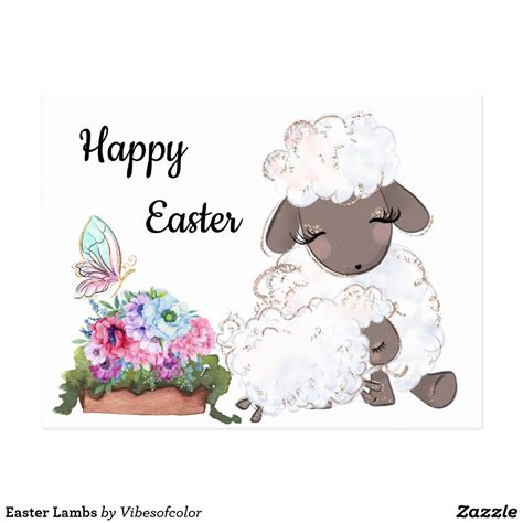 Easter Lambs Postcard Easter Lamb Happy Easter Card