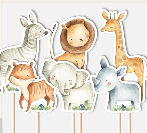 Printable Safari Jungle Animals Centerpieces Cutout Birthday Etsy
