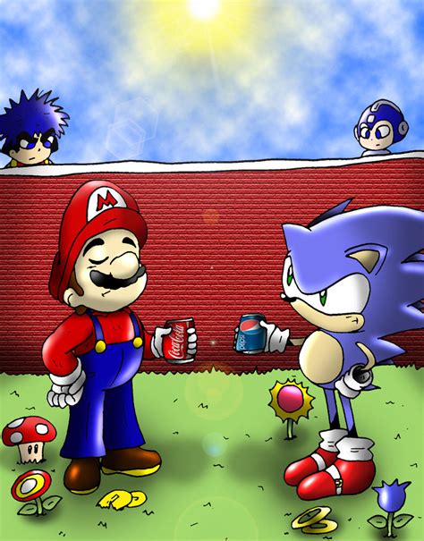 Mario Vs Sonic Soda Battle By Rokku D On Deviantart