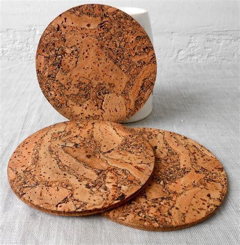 Wooden Cork Coasters Rustic Wooden Coasters Round Trivets Etsy