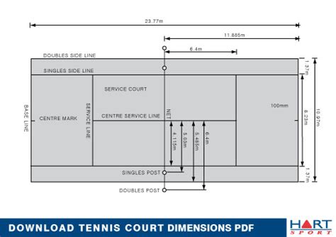 Tennis court dimensions with court sizes for singles and doubles play. Tennis Information | Hart Sport New Zealand