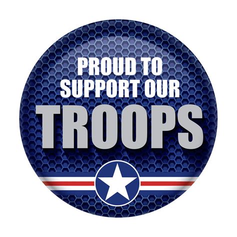 Beistle Patriotic Decorproud To Support Our Troops Button Size 2