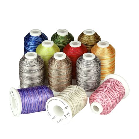 Simthreads 12 Variegated Colors Embroidery Machine Thread 1100 Yards