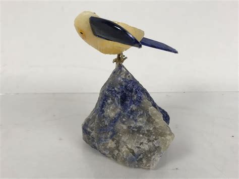 Bird Figurine Hand Carved In Semi Precious Stones 4 X 3 X 4h