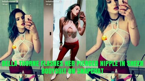 Bella Thorne Flashes Her Pierced Nipple In Sheer Bodysuit On Snapchat