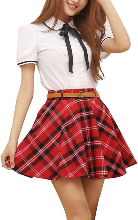 Amazon Gihuo Women S Schoolgirls Plaid Pleated High Waist Mini