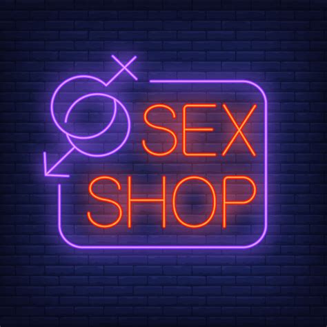 Sex Shop Letrero De Neón Símbolos De Género Con Marco En La Pared De