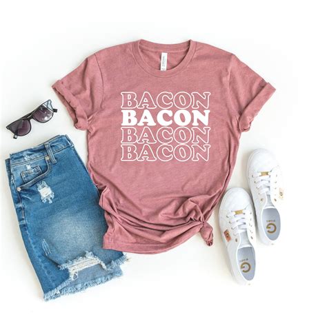 Bacon Word Repeat Bacon Shirt Funny Bacon T Bacon Lover Etsy