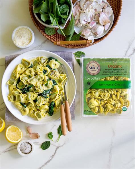 Organic Spinach And Cheese Tortellini With Lemon Spinach And Parmesan