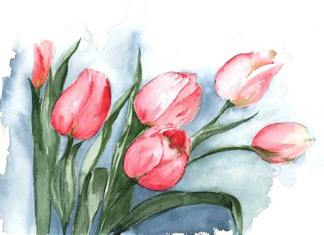Pink Tulip Sold Flower Art Drawing Flower Prints Art Art Painting Oil