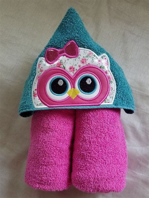 Owl Hooded Towelhooded Towel Kidsgirl Owl Hooded Bath Etsy In 2020