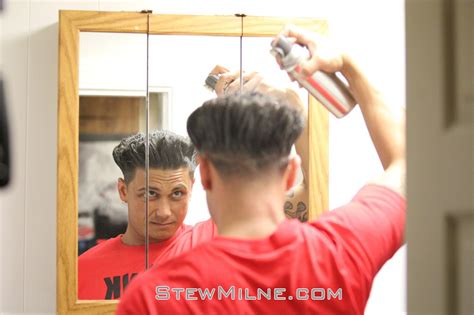 For fans of the blowout. DJ Pauly D works on his signature hairstyle. | Rhode ...