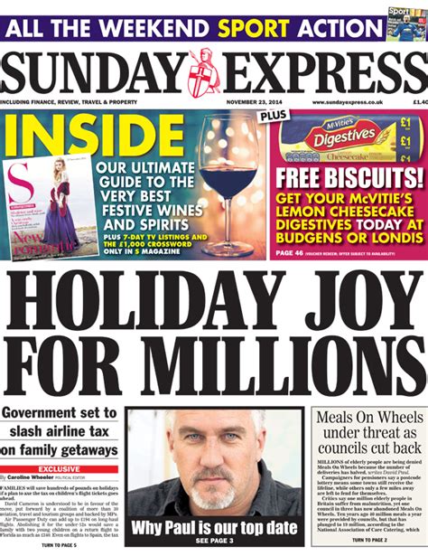 Newspaper Thread And Front Pages Sunday 23 November 2014