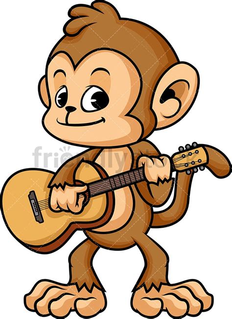 Monkey Playing Guitar Cartoon Vector Clipart Friendlystock