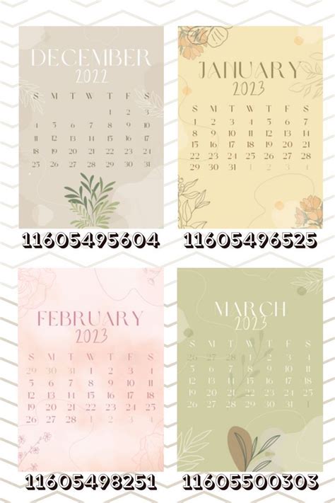 Roblox Bloxburg Calendar Decals December 2022 And 2023 Calendar Decal