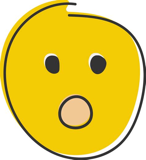 Astonished Emoji Shocked Emoticon With Gasping Face Hand Drawn Flat