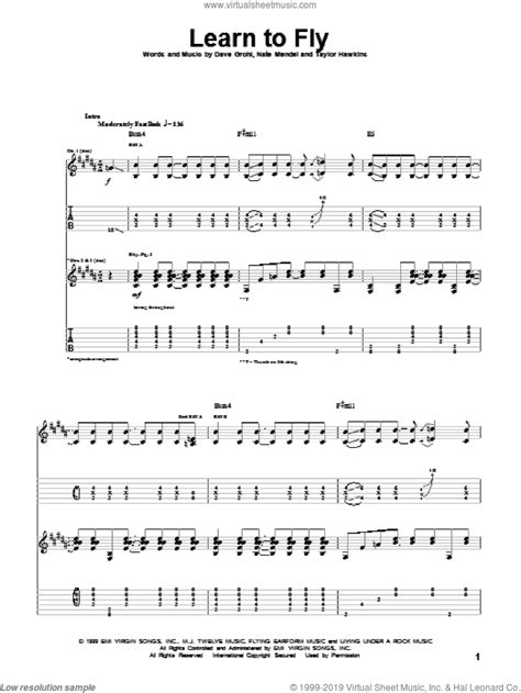 Learn To Fly Sheet Music For Guitar Tablature Pdf