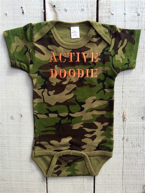 Camo Military Onesie Active Doodie Baby Boy Embroidered
